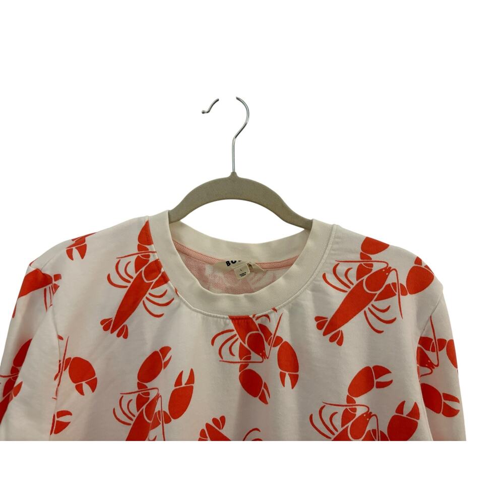 Boden Hanna Lobster Print Crew Neck Sweatshirt L 100% Cotton Nautical Beachy - Picture 8 of 9